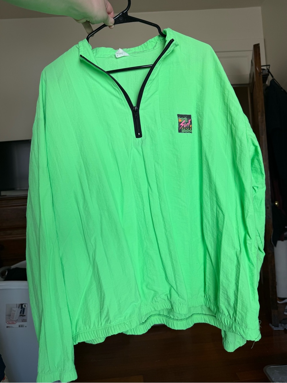 VTG 80s Surf Style nylon windbreaker / OSFA / neon green